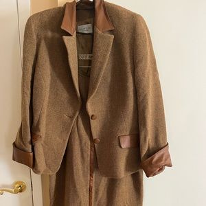 Italian Brown Tweed Skirt and Suit Set